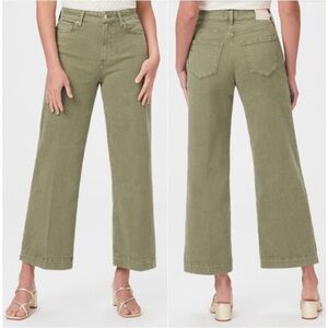 Paige High Rise Anessa Wide Leg Ankle Jeans Vintage Mossy Green Women's Size 31